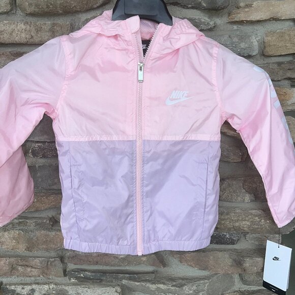 Nike Girls' Paneled Hooded FZ Rain Jacket 4, 5, 6 or 6X Pink NWT - Picture 1 of 3